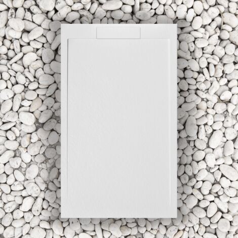 RECEVEUR DE DOUCHE 160x90 cm BLANCO Ligne Vulcano SLIM En Résine et Poudre de MARBRE - avec Grille Latérale EN RÉSINE DE MARBRE - FRASCIO