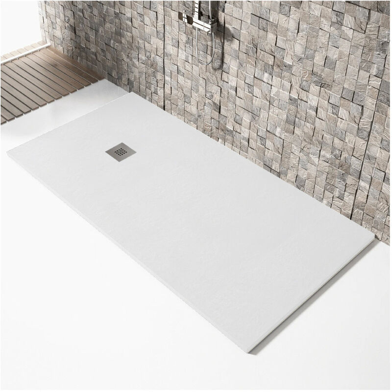Receveur de douche 90x90cm extra plat madison en résine surface ardoisée blanc