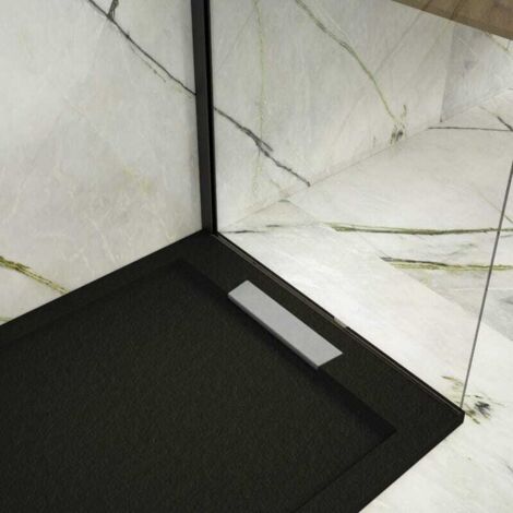 Receveur de douche 70x160cm extra plat LUX en résine surface ardoisée noir