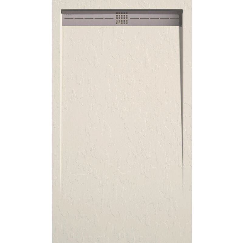 Receveur de douche 70x70 cm extra plat ARCO en résine surface ardoisée beige Grille inox