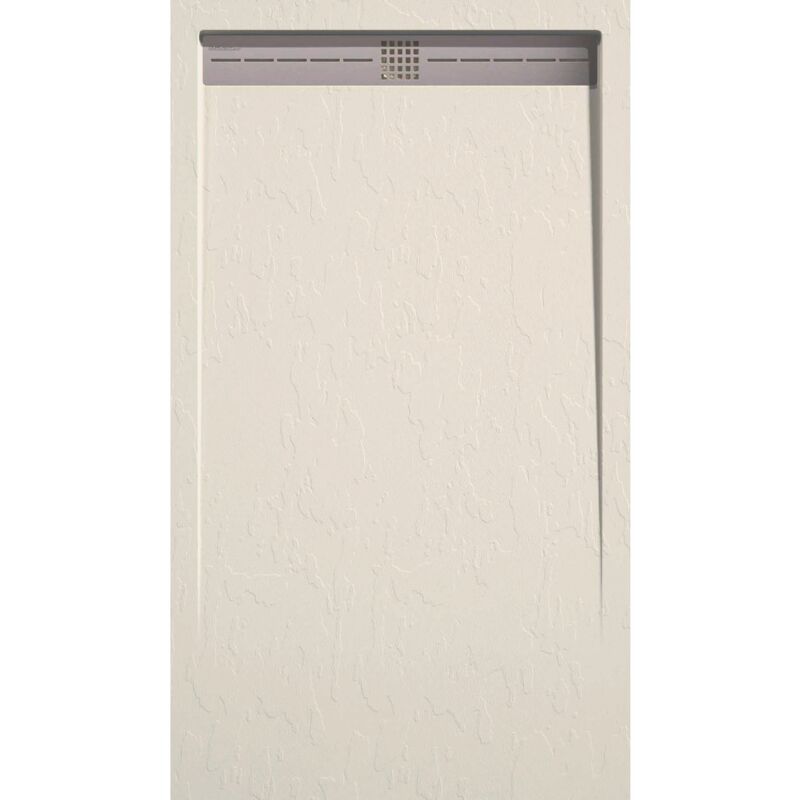 Mirlo - Receveur de douche 80x120 cm extra plat arco en résine surface ardoisée beige Grille beige