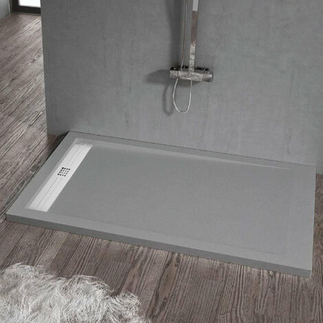 Receveur de douche 80 x 100 cm extra plat ELITE en résine surface ardoisée béton