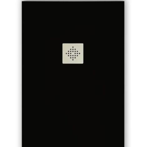 Receveur de douche 80 x 130 cm extra plat PURE en résine surface ardoisée noir Grille inox