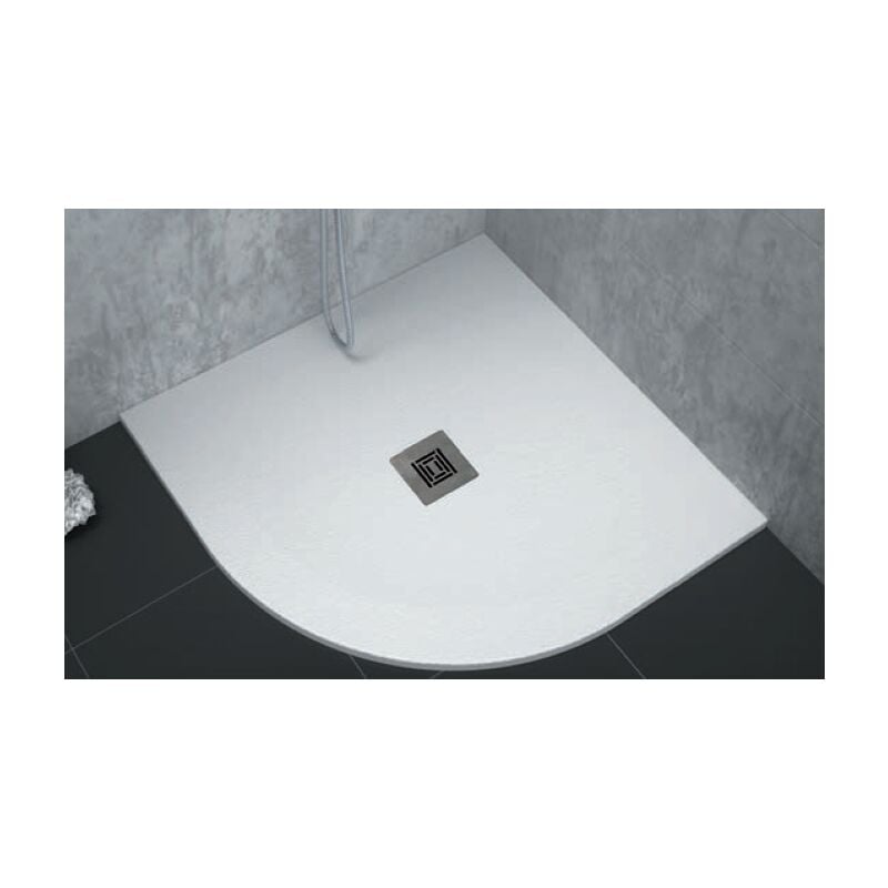 Receveur de douche 90 x 90 cm extra plat logic surface ardoisée semi-circulaire blanc