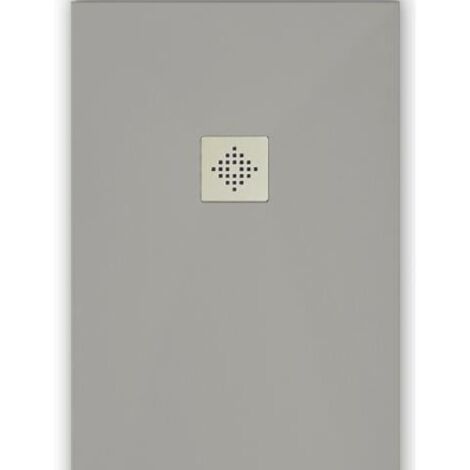 Receveur de douche 80 x 80 cm extra plat PURE en résine surface ardoisée gris Grille inox