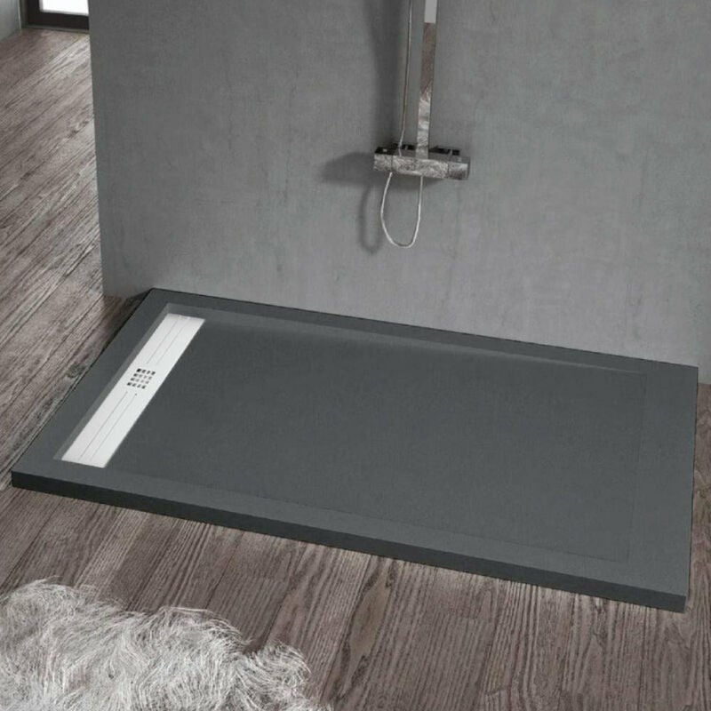 Receveur de douche 80 x 170 cm extra plat elite en résine surface ardoisée anthracite