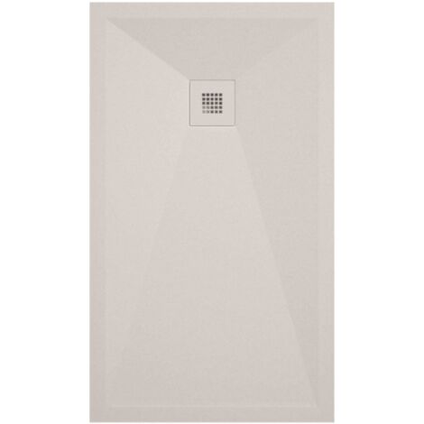 Receveur de douche 80x110 cm extra plat ONDA en résine surface ardoisée beige Grille beige