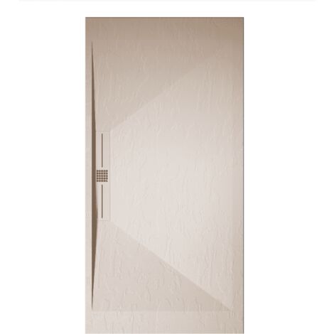 Receveur de douche 80x120 cm extra plat EDIS en résine surface ardoisée beige Grille beige