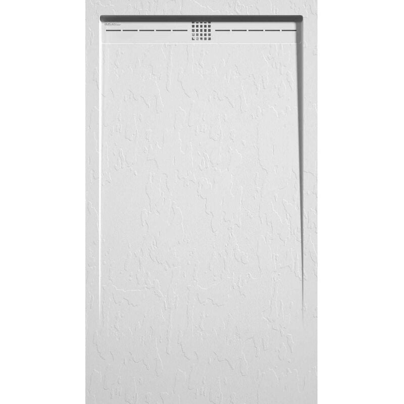 Stano. - Receveur de douche 90x120 cm extra plat arco en résine surface ardoisée blanc Grille blanche