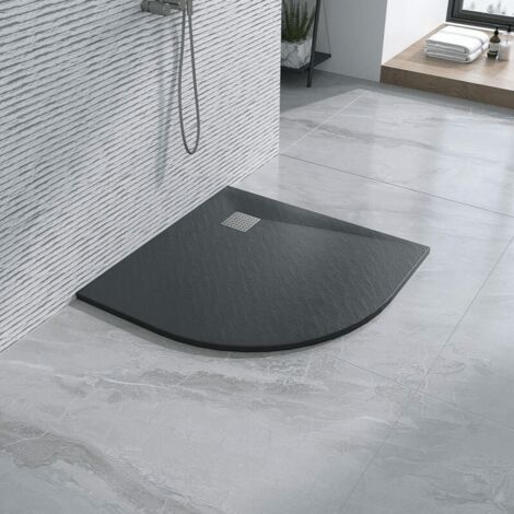 Receveur de douche 80x80 cm semi-circulaire ligne Vulcano fin anthracite en résine  et poudre de marbre avec évacuation gratuite - FRASCIO
