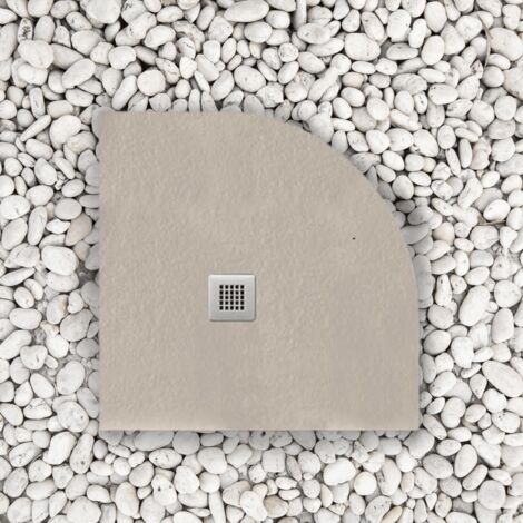 Receveur de douche 80x80 cm semi-circulaire ligne Vulcano fin gris en résine synthétique et poudre de marbre avec évacuation gratuite - FRASCIO
