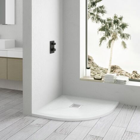 Receveur de Douche 80x80 Quart de Rond - Composite Blanc - Nazca