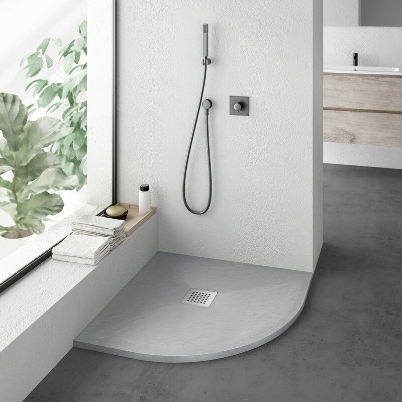 Receveur de Douche 80x80 Quart de Rond - Composite Gris - Nazca
