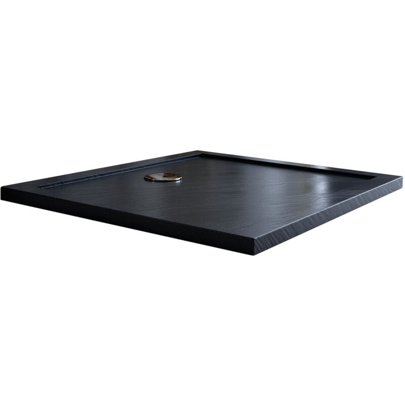 Idralite - Bac à douche bordé anthracite effet pierre en acrylique mod. Flower 80X120X4 rectangulaire