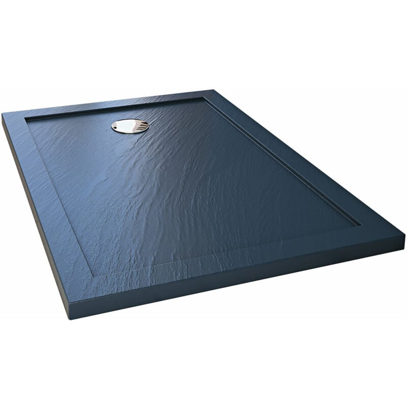 Idralite - Bac à douche bordé anthracite effet pierre en acrylique mod. Flower 80X140X4 rectangulaire