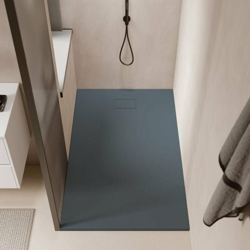 Stano. - Receveur de douche 90 x 180 cm extra plat piatto en SoliCast® surface ardoisée gris basalte