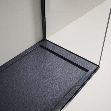 Receveur de douche 90x110cm extra plat LUX en résine surface ardoisée anthracite