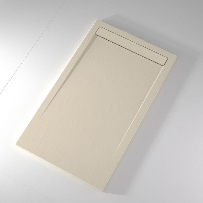 Stano. - Receveur de douche 80x110 cm extra plat clever en résine surface ardoisée beige
