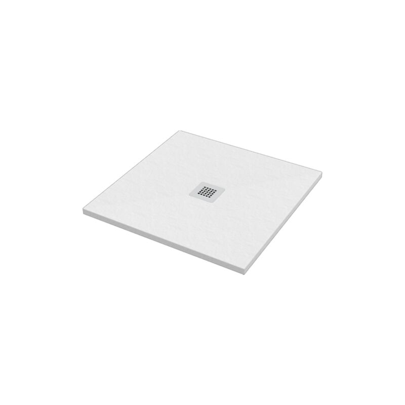 Receveur de douche carré 90x90cm Série Ercos Pierre BPMAROSTON9090 Blanc opaque - Résine de marbre - Avec sortie Geberit diam. 90