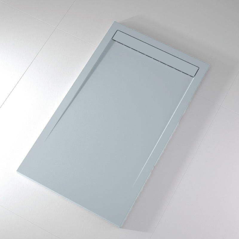 Stano. - Receveur de douche 80x120 cm extra plat clever en résine surface ardoisée gris cendre