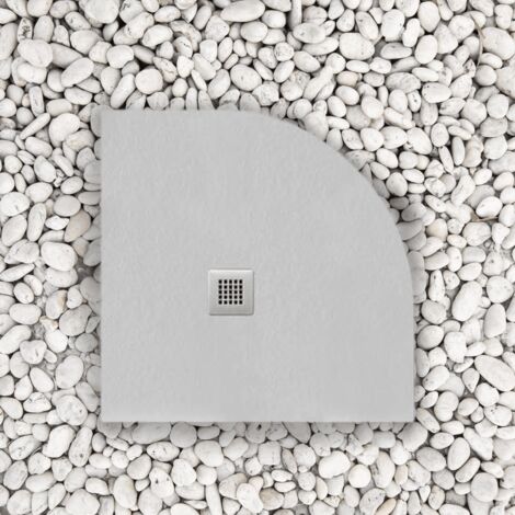 Receveur de douche 90x90 cm semi-circulaire ligne Vulcano fin gris perle en résine  et poudre de marbre avec évacuation gratuite - FRASCIO
