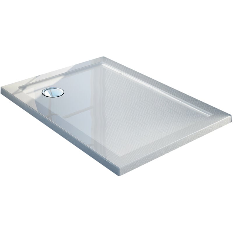 Idralite - Bac à douche en acrylique bordé blanc brillant mod. Flower 70X90X4 rectangulaire