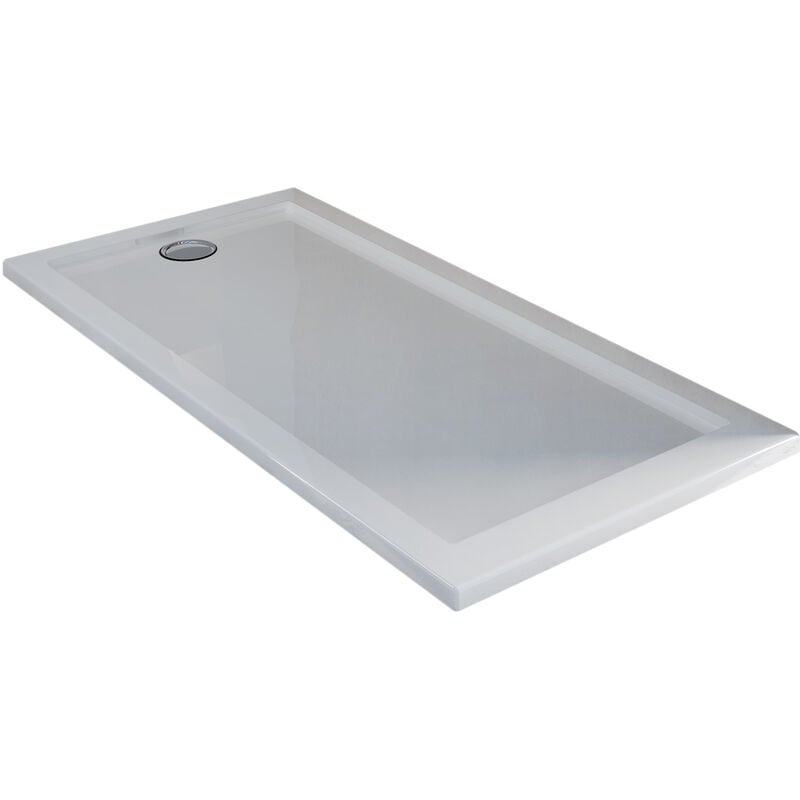 Idralite - Bac à douche en acrylique bordé blanc brillant mod. Flower 80X140X4 rectangulaire