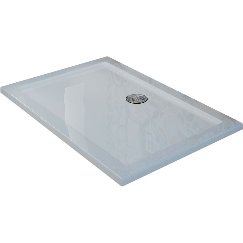 Bac à douche en acrylique bordé blanc brillant mod. Flower 80X120X4 rectangulaire