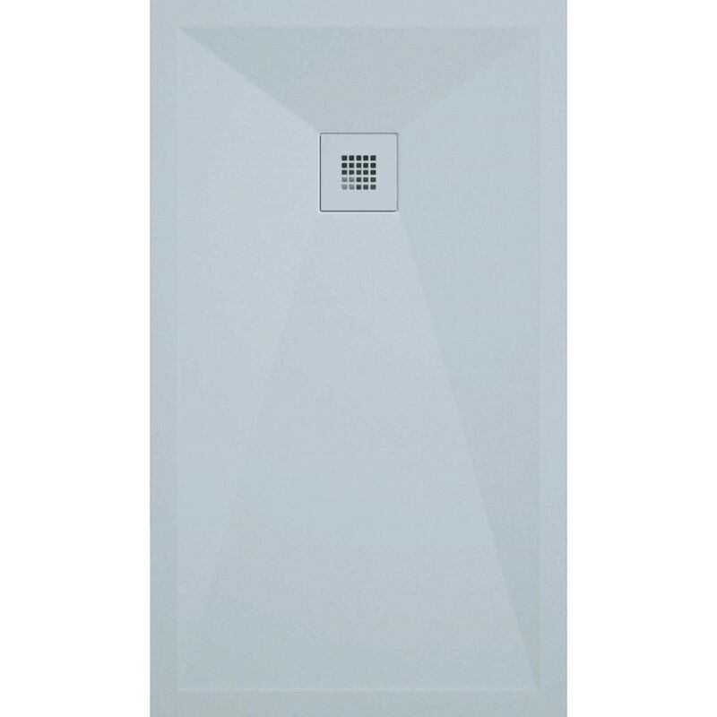 Receveur de douche 90x120 cm extra plat onda en résine surface ardoisée gris cendre Grille inox