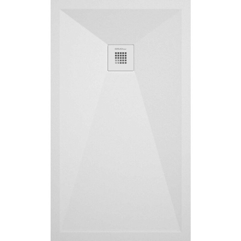 Receveur de douche 80x170 cm extra plat onda en résine surface ardoisée blanc Grille blanche