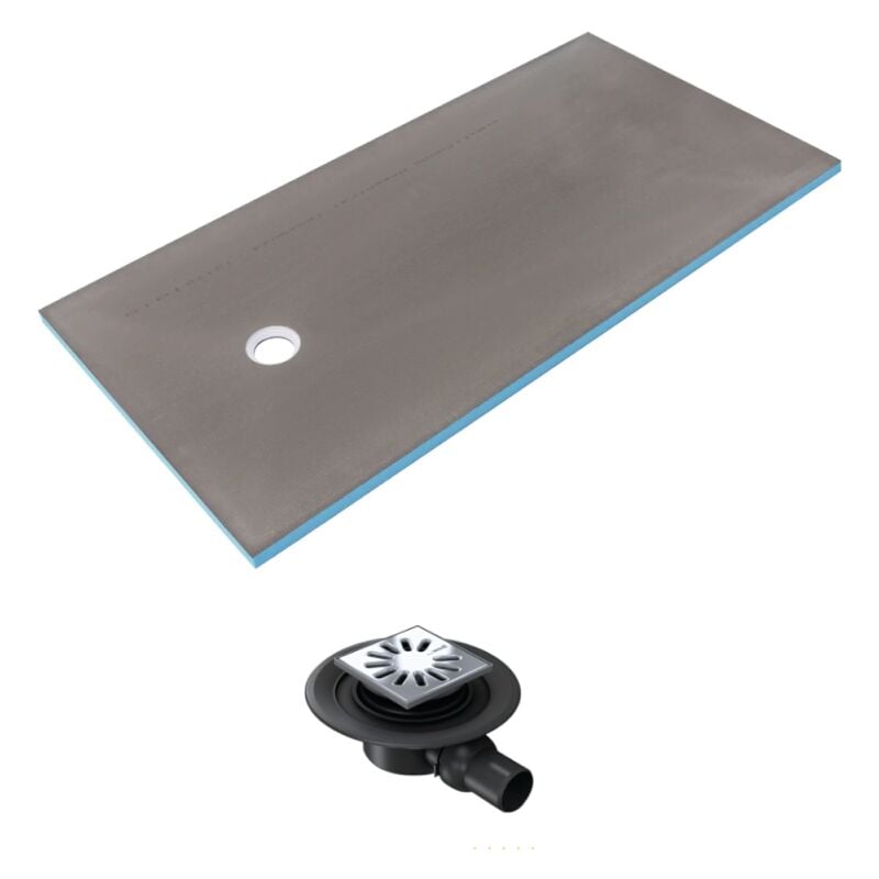 Wedi - Receveur de douche à carreler 140 x 90 Fundo Primo rectangle écoulement excentré + bonde horizontale