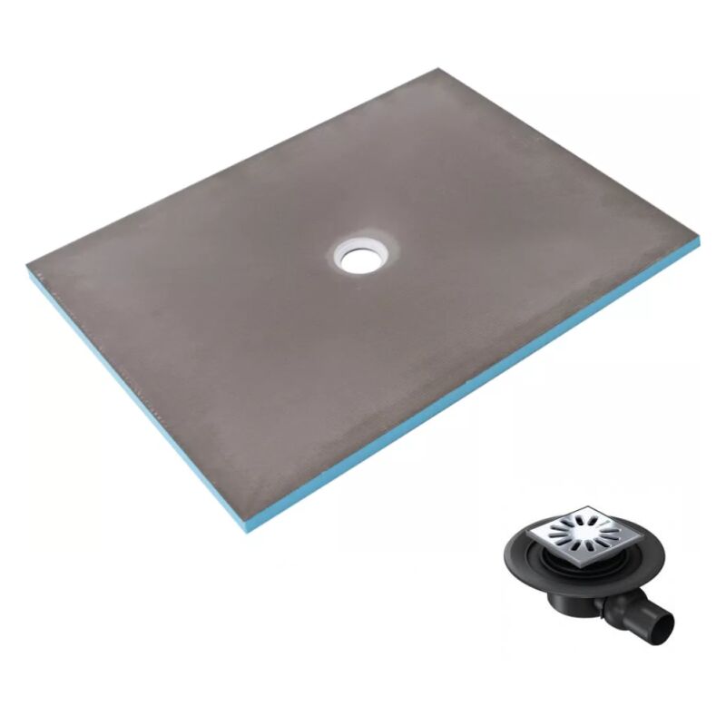 Wedi - Receveur de douche à carreler 90 x 75 Fundo Primo rectangle écoulement centré + bonde horizontale