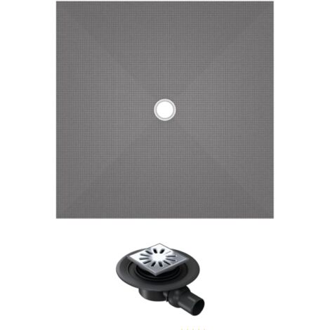 Receveur de douche à carreler 120 x 120 WEDI Fundo Primo carré écoulement centrée + bonde horizontale