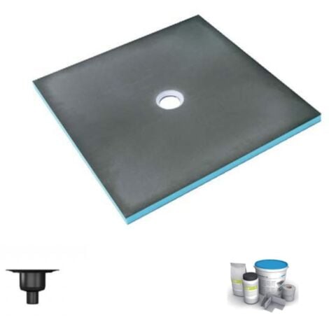 Receveur de douche à carreler 120 x 120 WEDI Fundo Primo carré écoulement centrée + bonde verticale + kit d'étanchéité