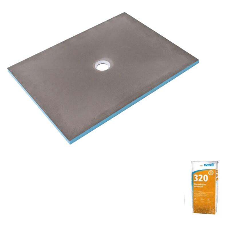 Wedi - Receveur de douche à carreler 140 x 100 Fundo Primo rectangle écoulement centré + colle 320