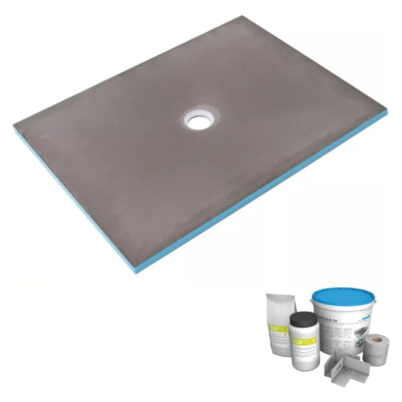 Wedi - Receveur de douche à carreler 140 x 100 Fundo Primo rectangle écoulement centré + kit d'étancheité