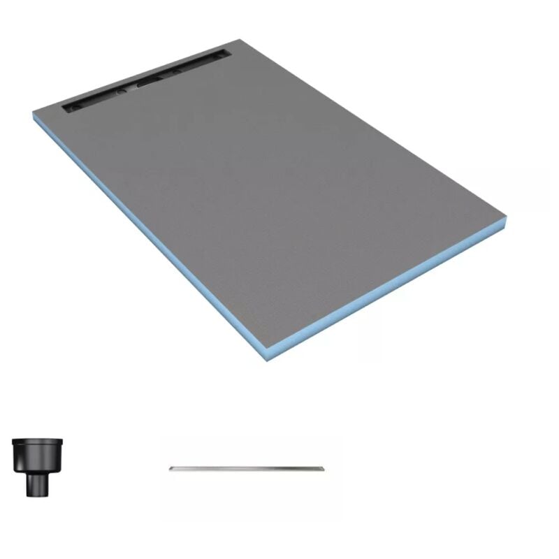 Wedi - Receveur de douche à carreler 160 x 100 cm Fundo Riolito Neo avec écoulement vertical + barrette de finition 70 cm