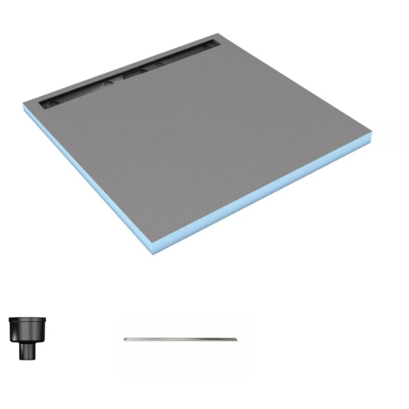 Wedi - Receveur de douche à carreler 120 x 120 cm Fundo Riolito Neo avec écoulement vertical + barrette de finition 70 cm