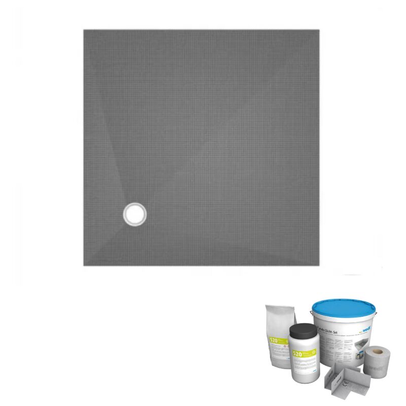 Receveur de douche à carreler 120 x 120 WEDI Fundo Primo carré écoulement excentré + kit d'étancheité