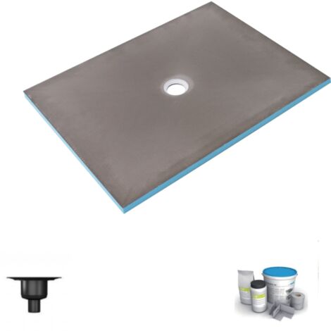 Receveur de douche à carreler 140 x 90 WEDI Fundo Primo rectangle écoulement centré + bonde verticale + kit d'étanchéité