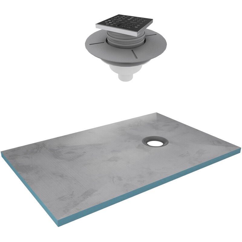 Receveur de Douche à Carreler 140x90 cm avec Bondes à Sortie Verticale - Grille Inox