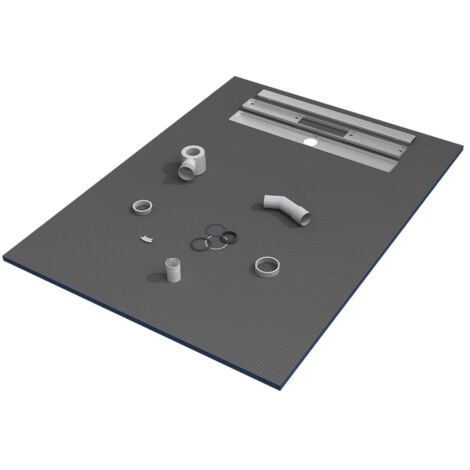 Receveur de douche à poser 150x90 cm – Écoulement linéaire – Siphon grand débit inclus – Grille inox – Prêt à carreler – Valstorm