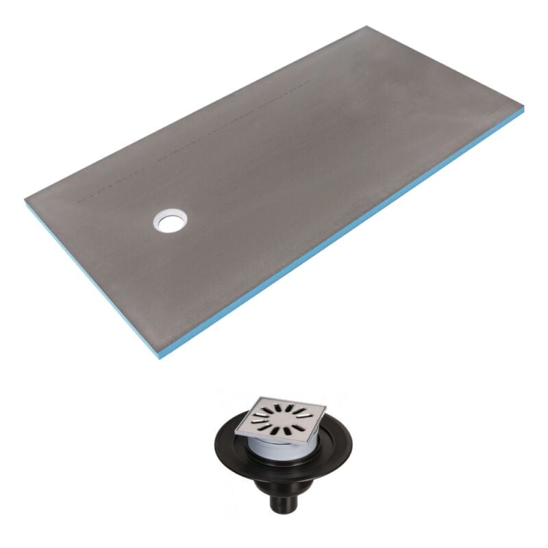 Wedi - Receveur de douche à carreler 160 x 100 Fundo Primo rectangle écoulement excentré + bonde verticale