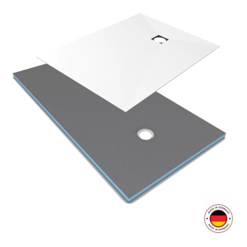 Wedi - Receveur de douche à carreler 120 x 90 Fundo Primo rectangle écoulement excentré + recouvrement top blanc