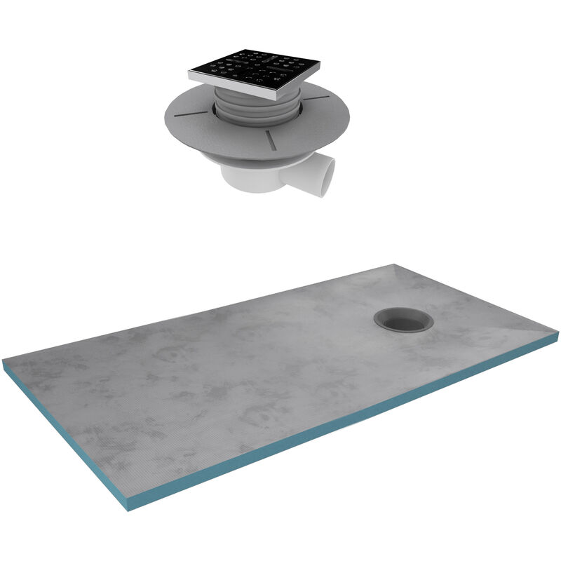 Aurlane - Receveur de Douche à Carreler 90x140 cm avec Bondes à Sortie Verticale - Grille Noire