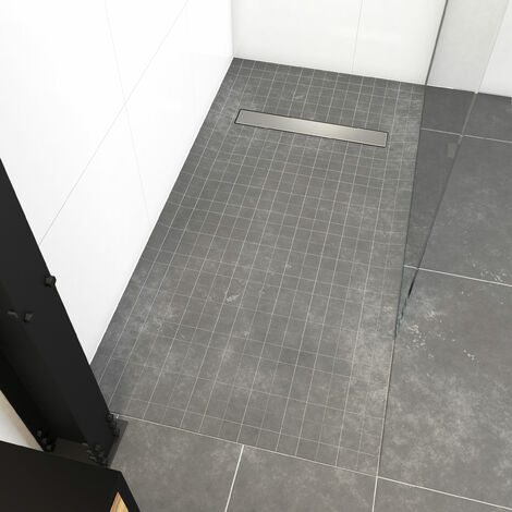 RECEVEUR DE DOUCHE A CARRELER RECTANGLE RECOUPABLE SUR MESURE AVEC BONDE CANIVEAU POUR DOUCHE A L'ITALIENNE - RAINY LINEAR