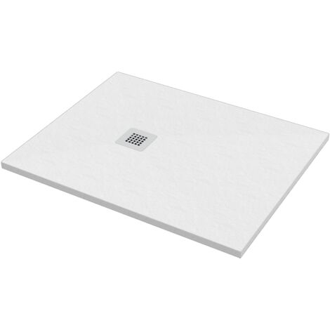 Receveur de douche à poser 80x100 cm – BPMAROSTON8010 – Résine de marbre blanc mat – Surface antidérapante – Installation libre ou au ras du sol – Ponsi