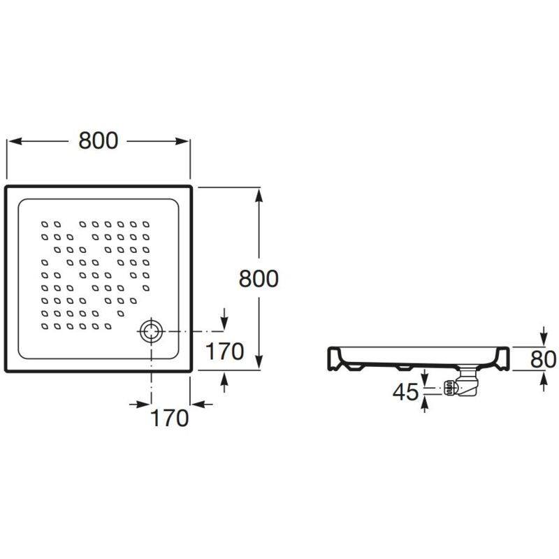 Receveur de douche italia 80X80x8cm céramique blanc Roca A3740HJ000