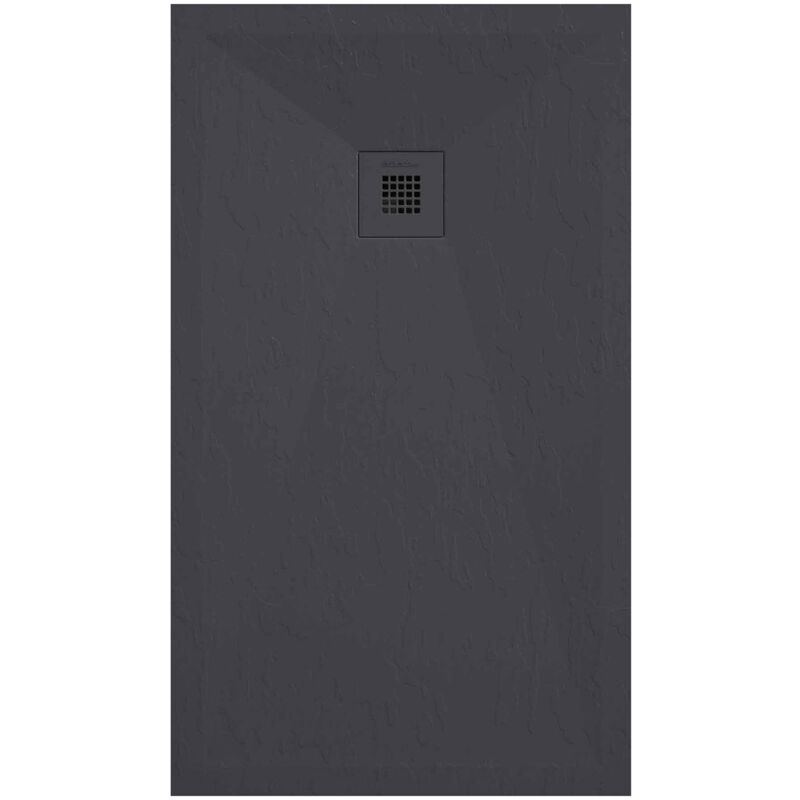 Receveur de douche anthracite finition ardoise Stone Plus, grille de couleur - 70 x 70 cm