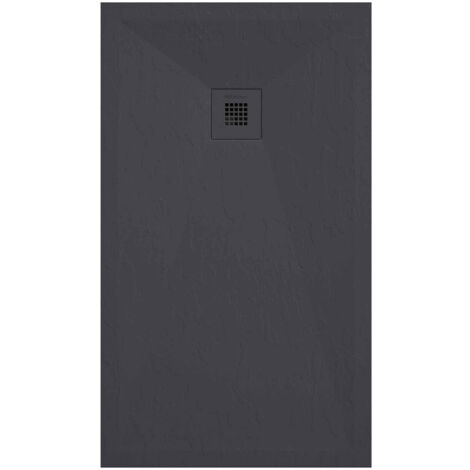 Receveur de douche anthracite finition ardoise Stone Plus, grille de couleur - 120 x 80 cm